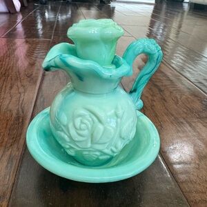 Vintage Avon Milk Glass Pitcher And Bowl Set
